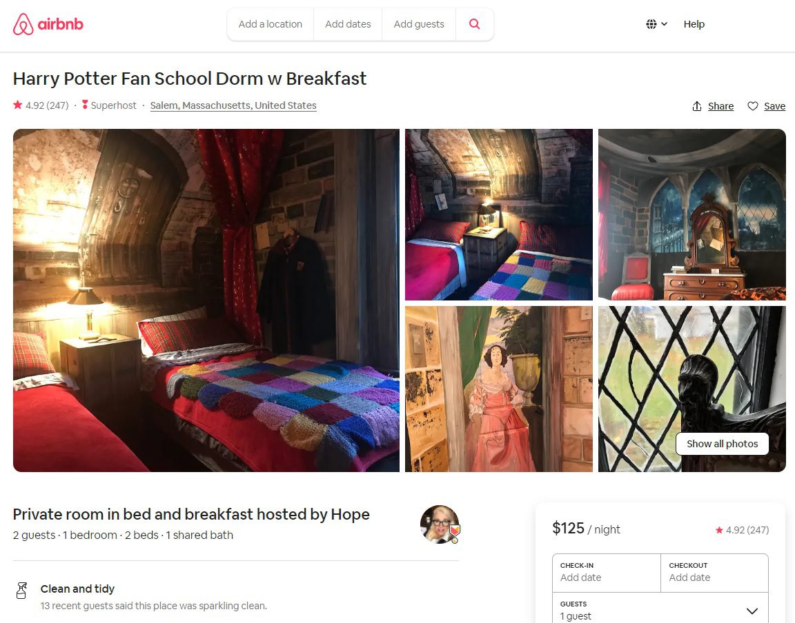 things to do in salem, harry potter airbnb salem ma